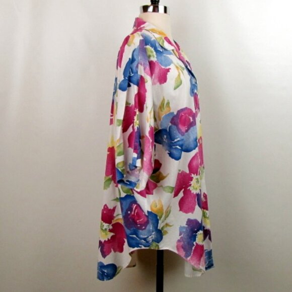 Vintage Women Blouse 22W 42 Large Floral Button Front Short Sleeves Country Boho - Picture 4 of 7